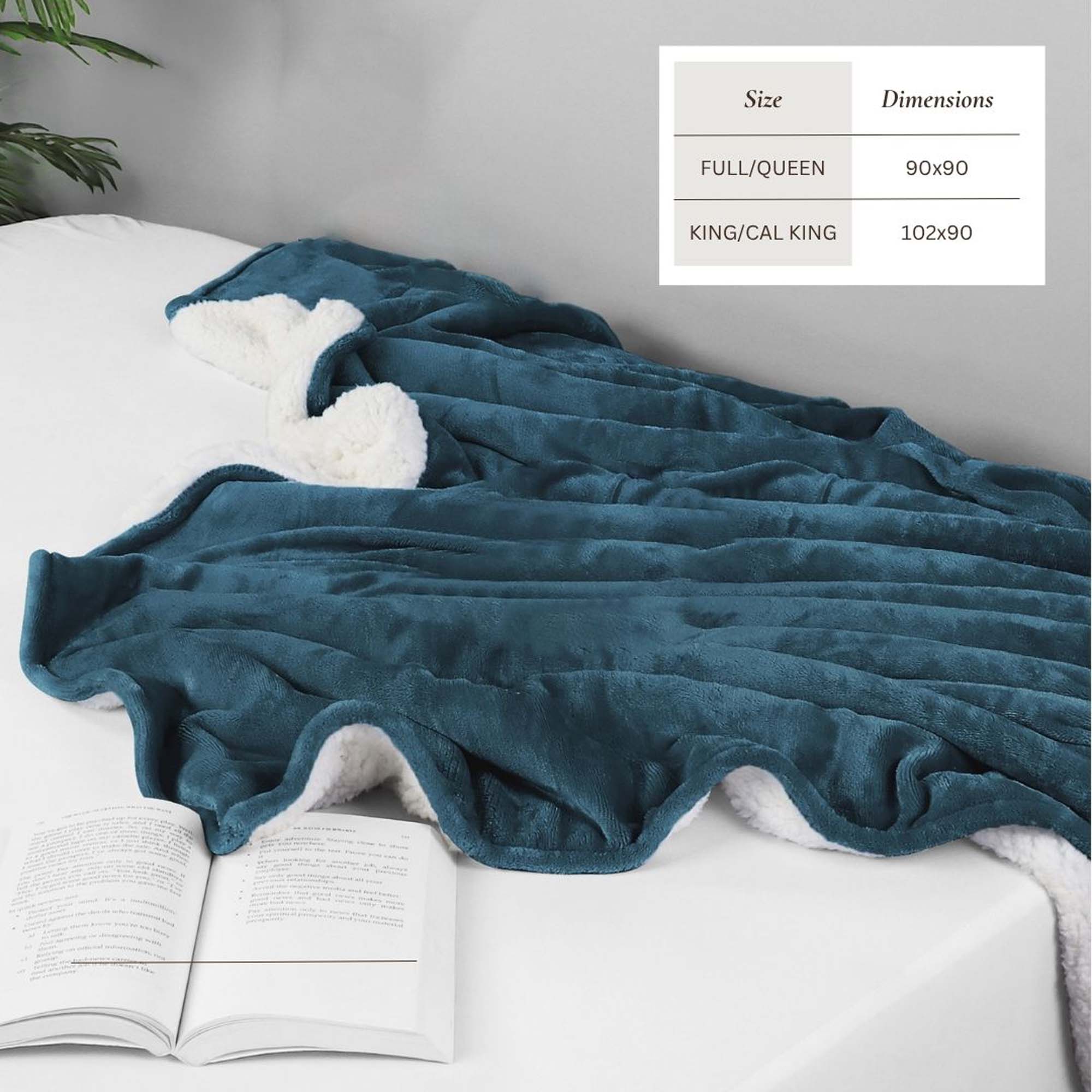 Velvet Plush Sherpa Bed Blanket - Sherpa Fleece Collection Great Bay Home