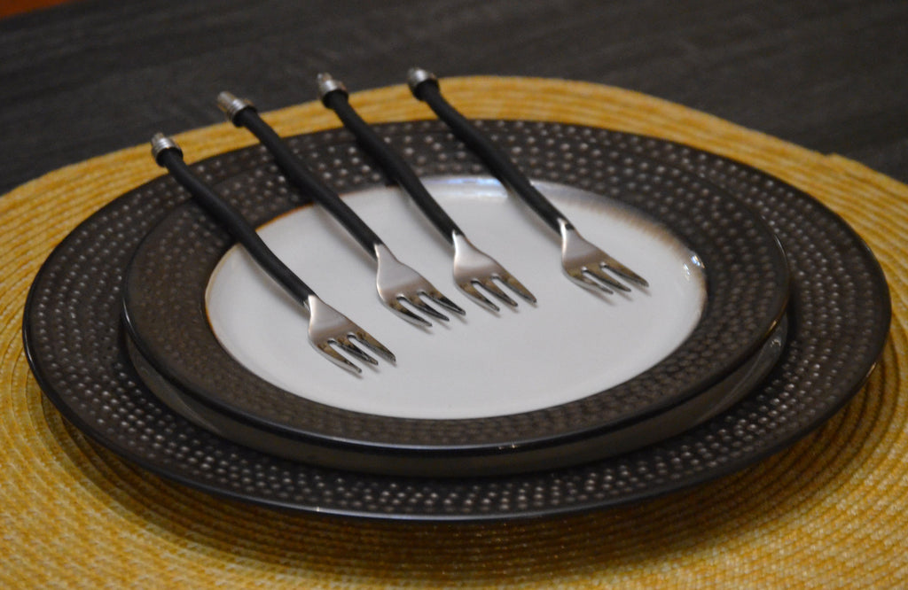 Cocktail Forks Set of 6 (Black Twisted Handle) Vibhsa