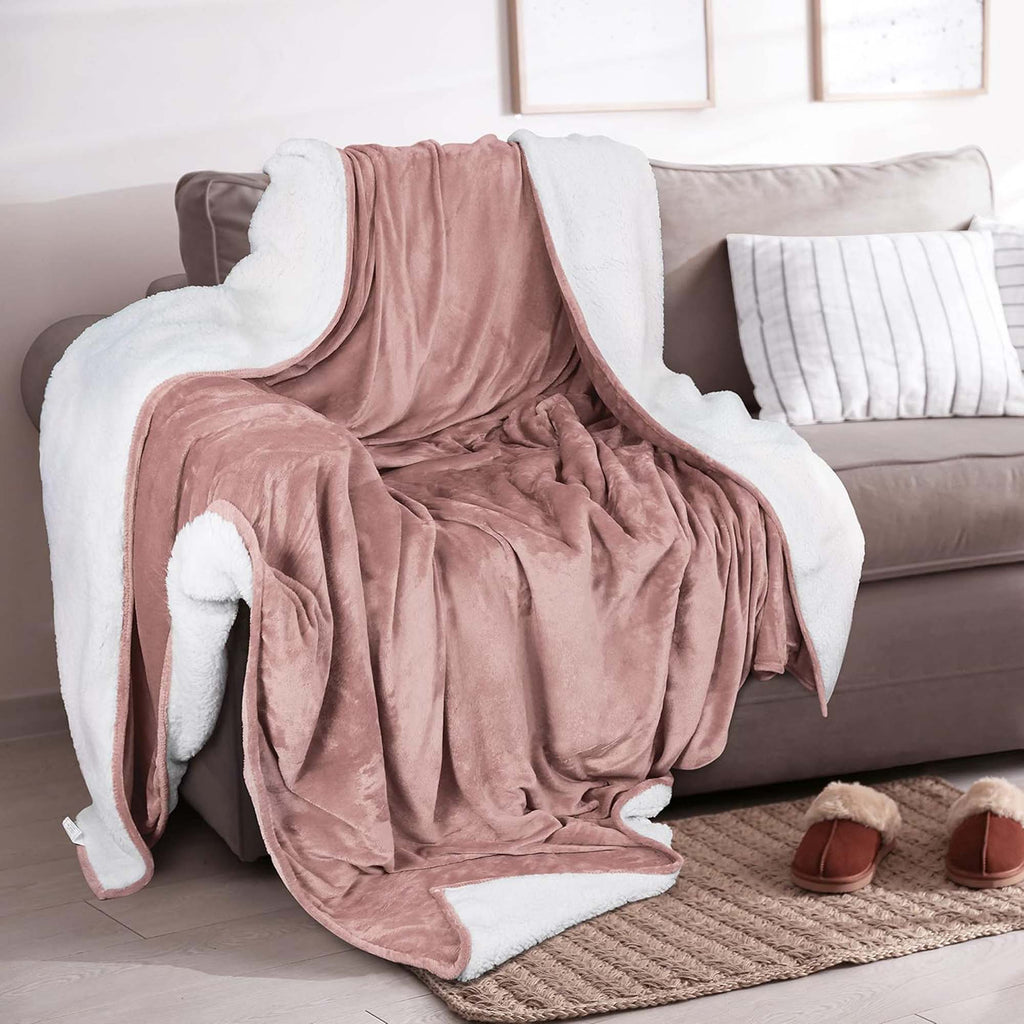 Velvet Plush Sherpa Bed Blanket - Sherpa Fleece Collection Great Bay Home