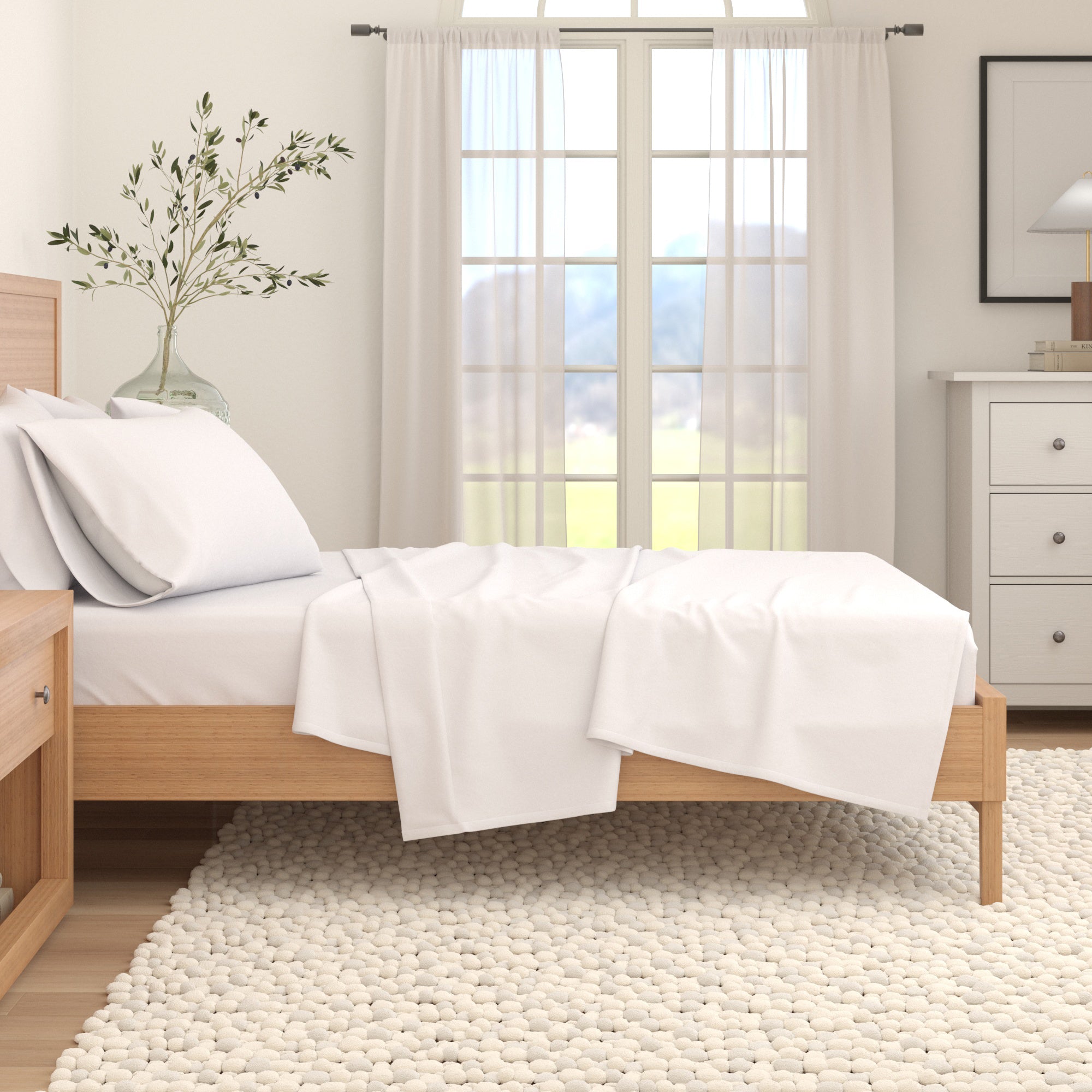 Cotton Solid Flannel Sheet - Nordic Collection Great Bay Home