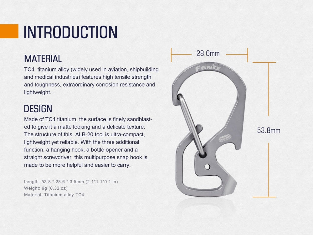 Fenix ALB-20 Multi-Purpose Snap Hook Fenix Store