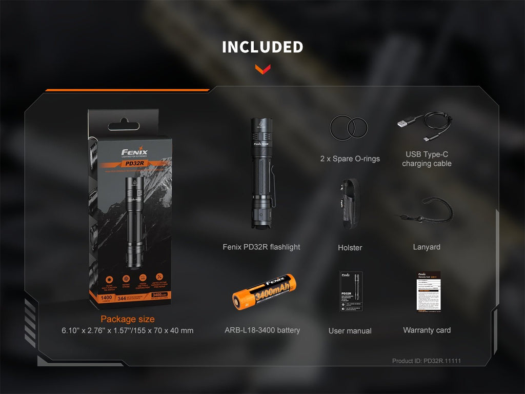 Fenix PD32R Rechargeable Silent Switch LED Flashlight Fenix Store