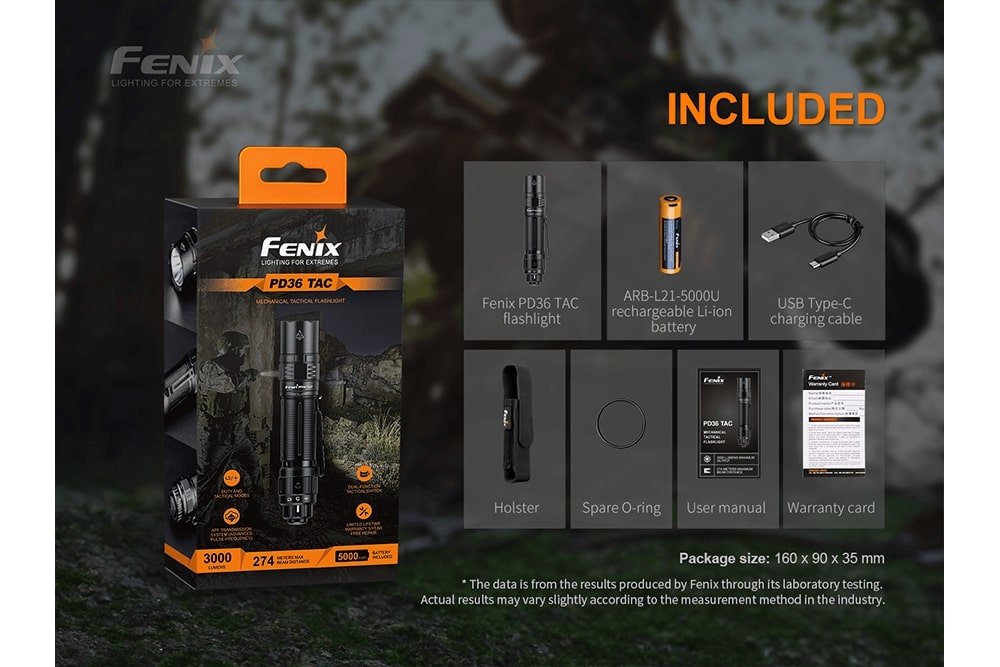 Fenix PD36 TAC Tactical Flashlight - 3000 Lumens Fenix Store