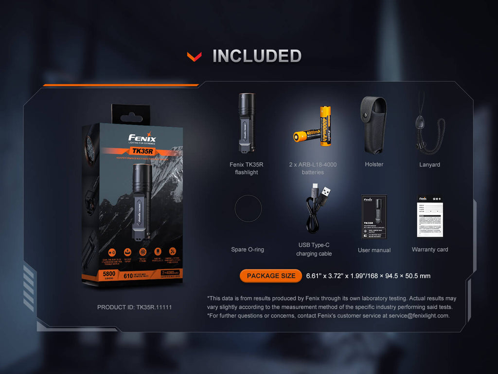 Fenix TK35R UV Light Rechargeable High-Performance Tactical Flashlight Fenix Store