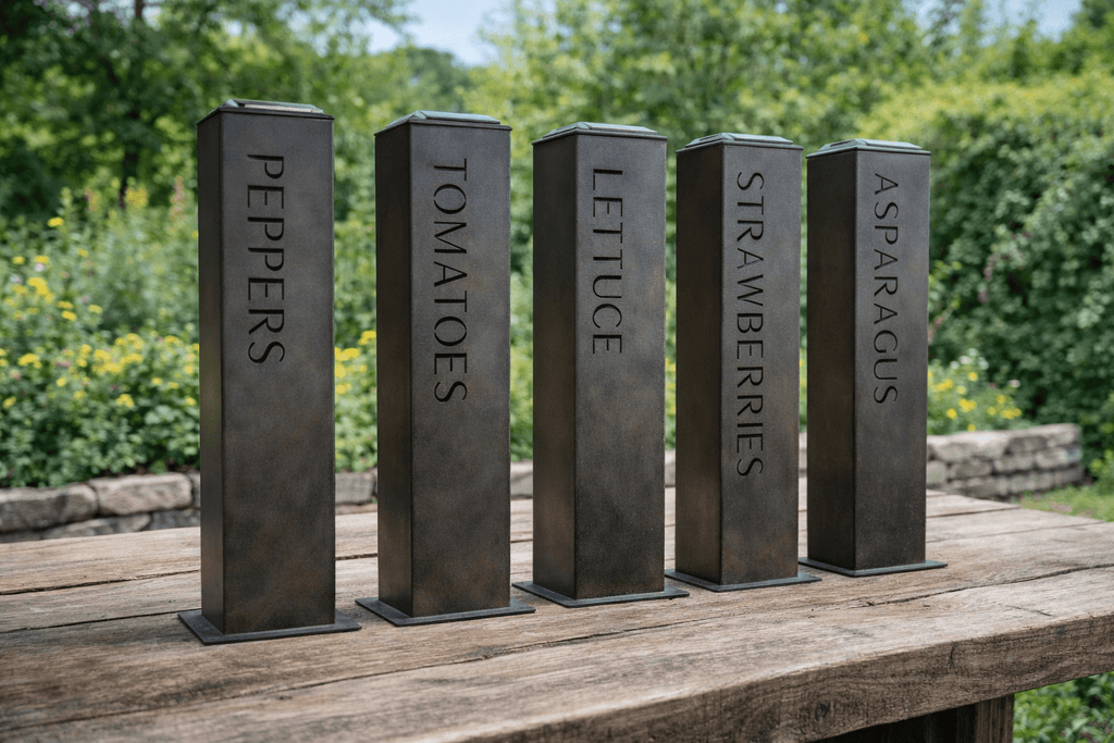 Garden Glow Solar Pillar Light - Steel - Garden Labels Northern Forge, LLC