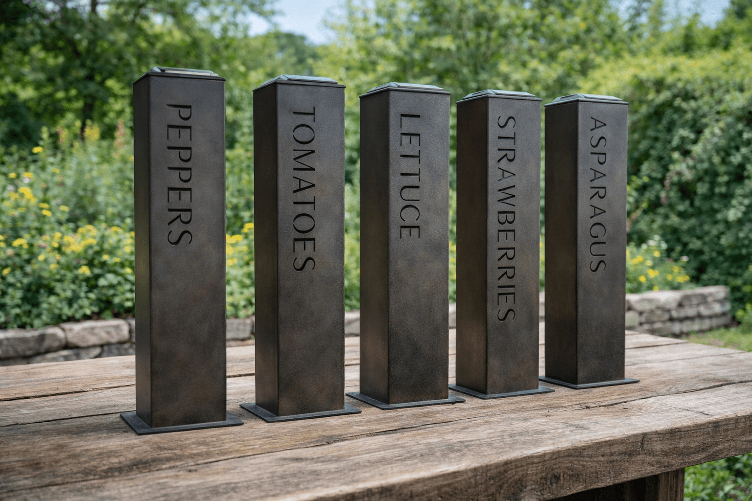 Garden Glow Solar Pillar Light - Steel - Garden Labels Northern Forge, LLC