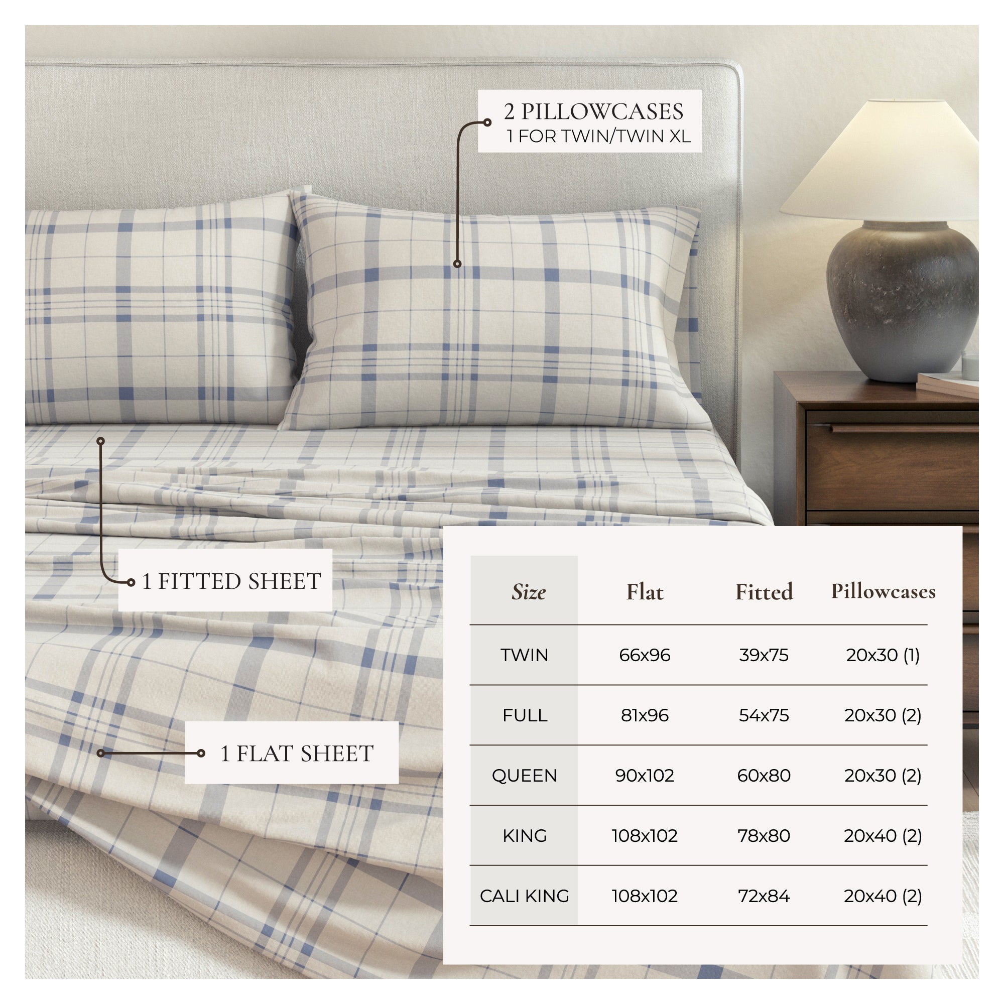 Turkish Cotton Flannel Sheet Set - Plaid & Stripe Collection Great Bay Home
