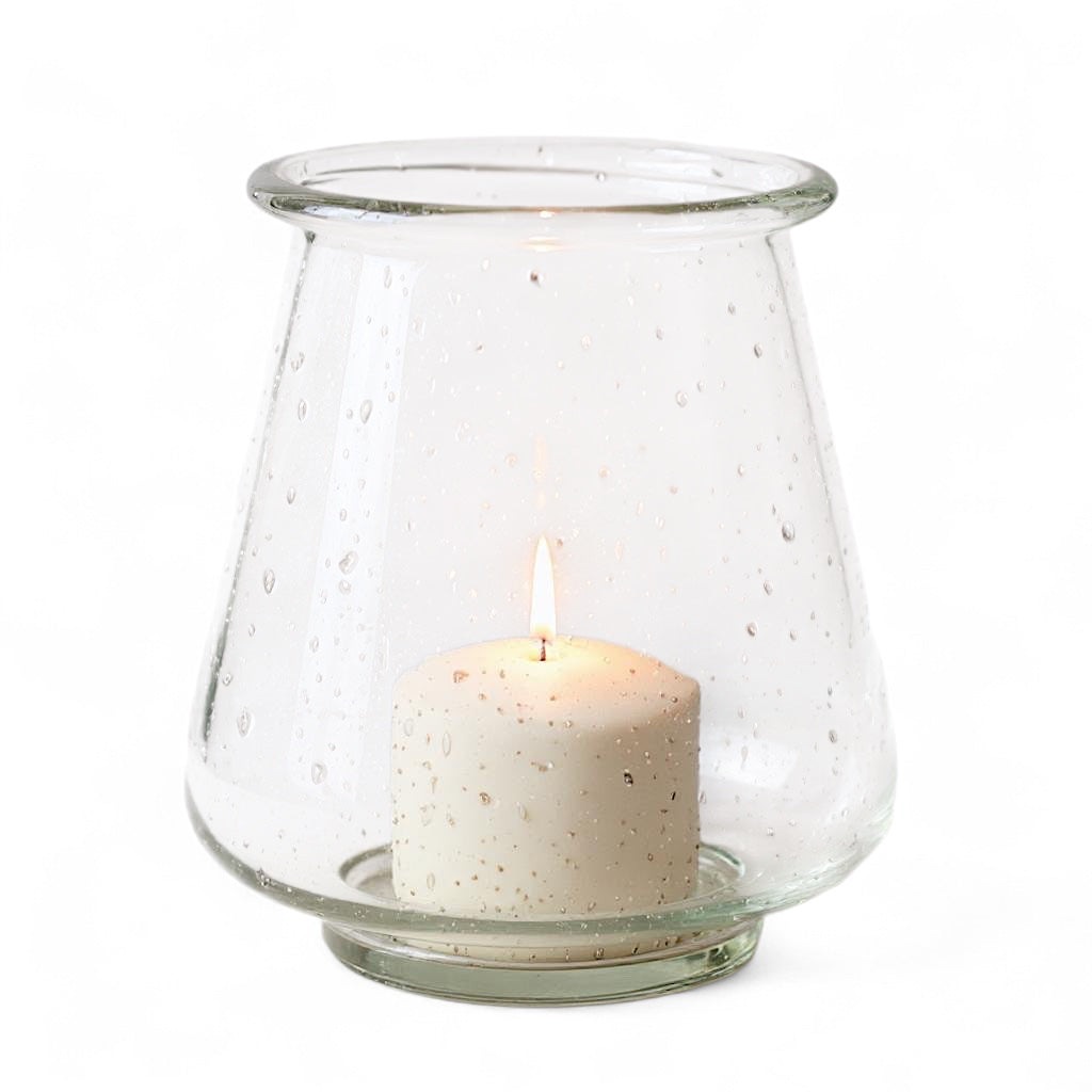 Speckled Bubble Glass Hurricane Vase Rust & Cinder