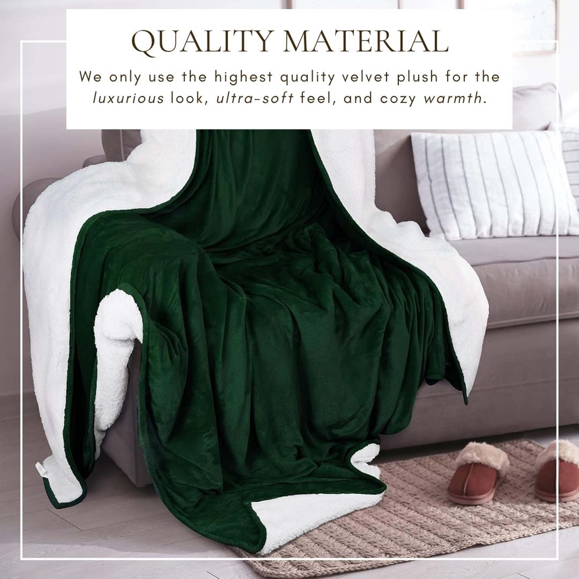 Velvet Plush Sherpa Bed Blanket - Sherpa Fleece Collection Great Bay Home