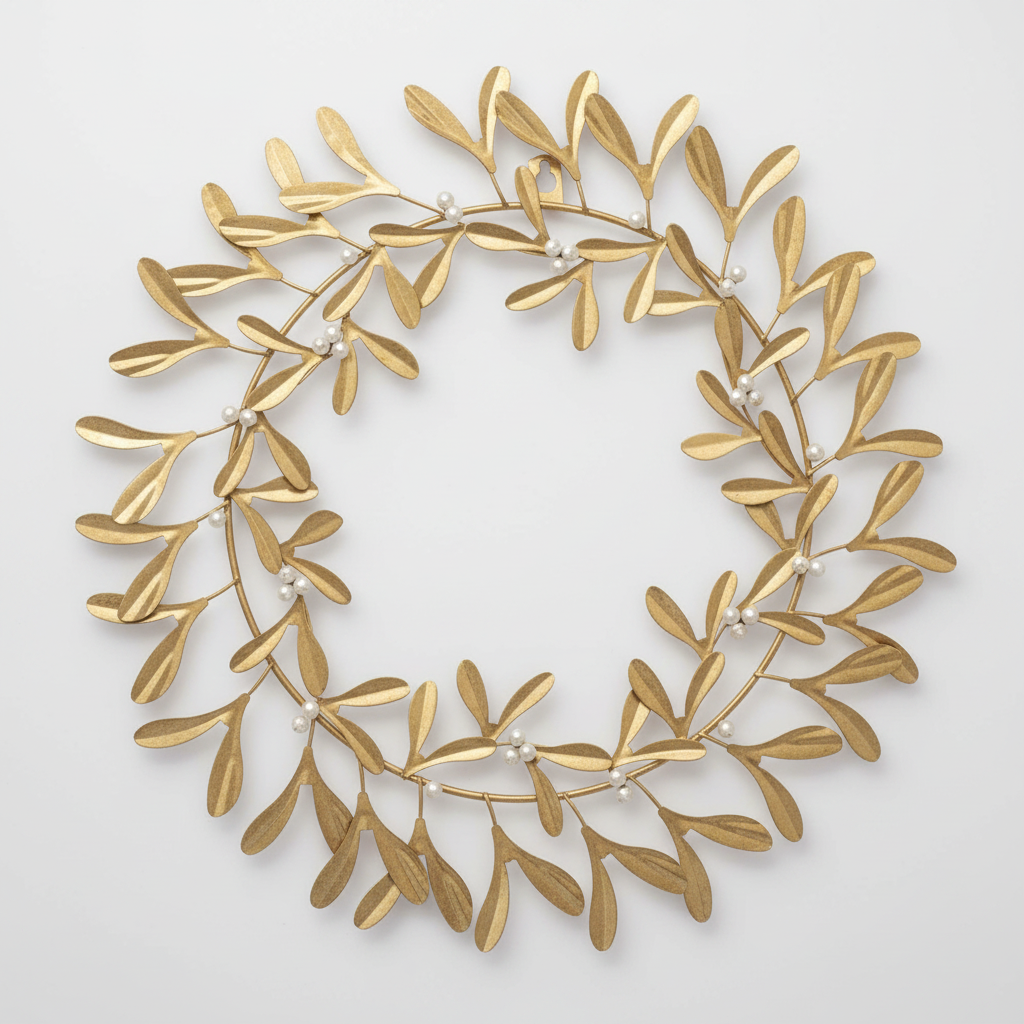 Metal Gold Mistletoe Wreath Branches Designs