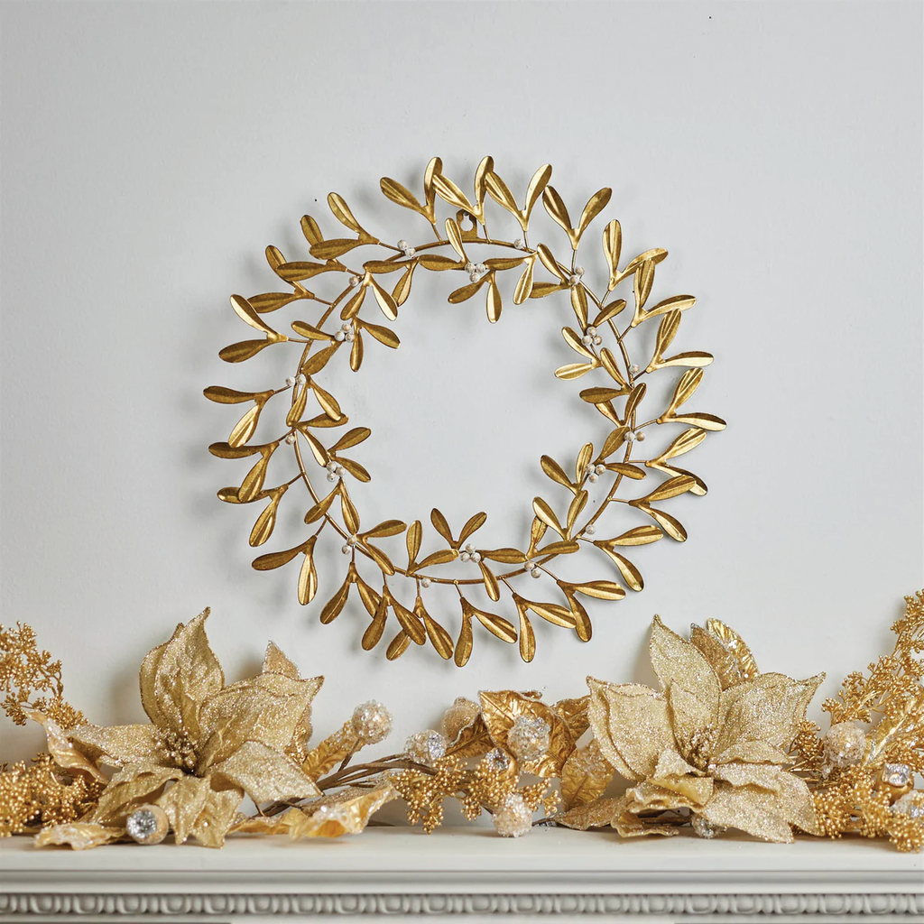 Metal Gold Mistletoe Wreath Branches Designs