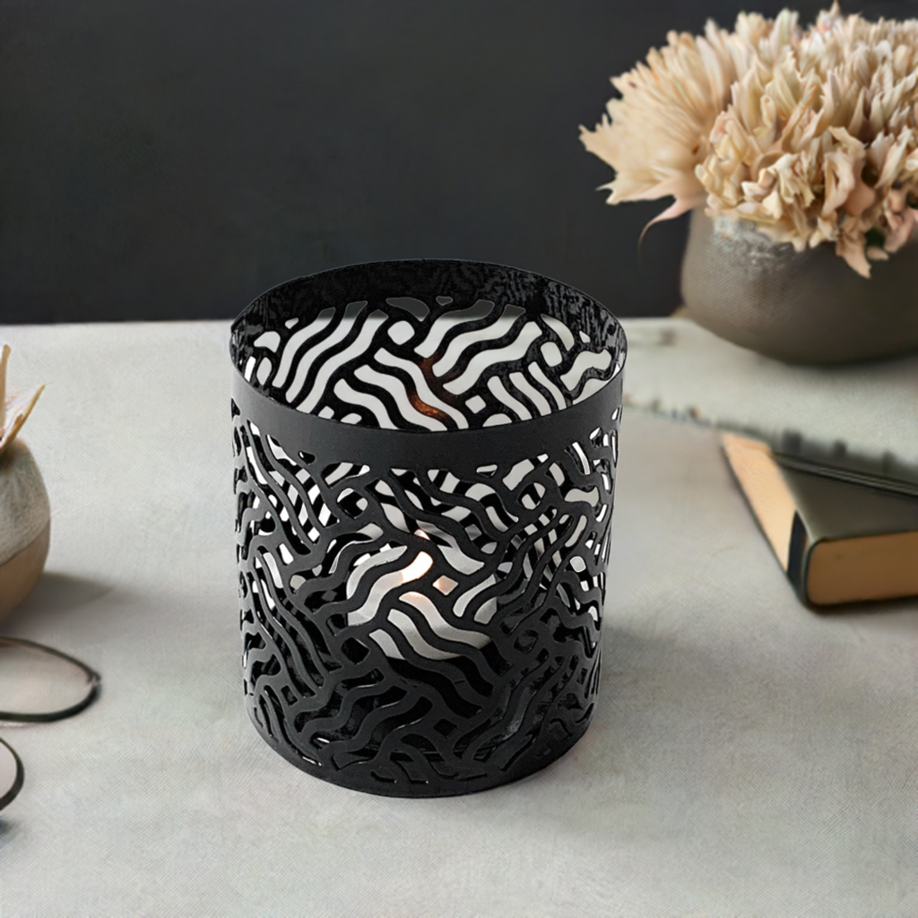 Votive Candle Holders Set of 2 Black Vibhsa