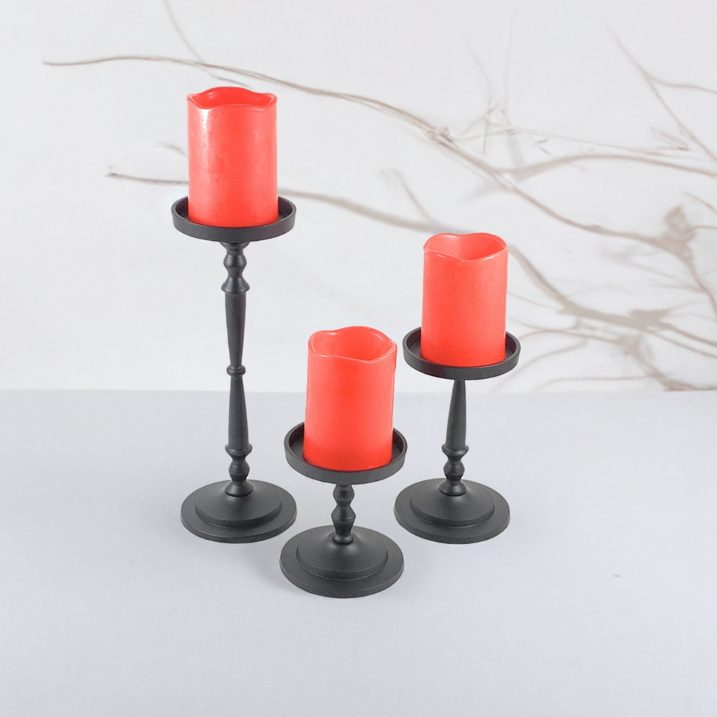Pillar Candle Holder Set of 3 Black Vibhsa