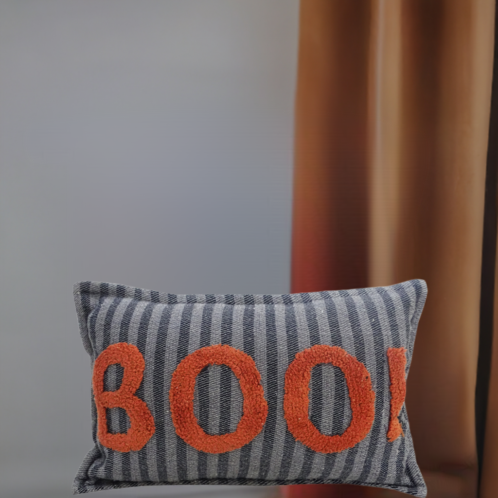 Halloween Throw Pillow Texted BOO! 14" x 24" Vibhsa
