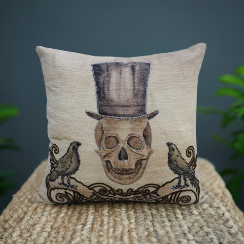 20" x 20" Halloween Embroidred Throw Pillow Vibhsa
