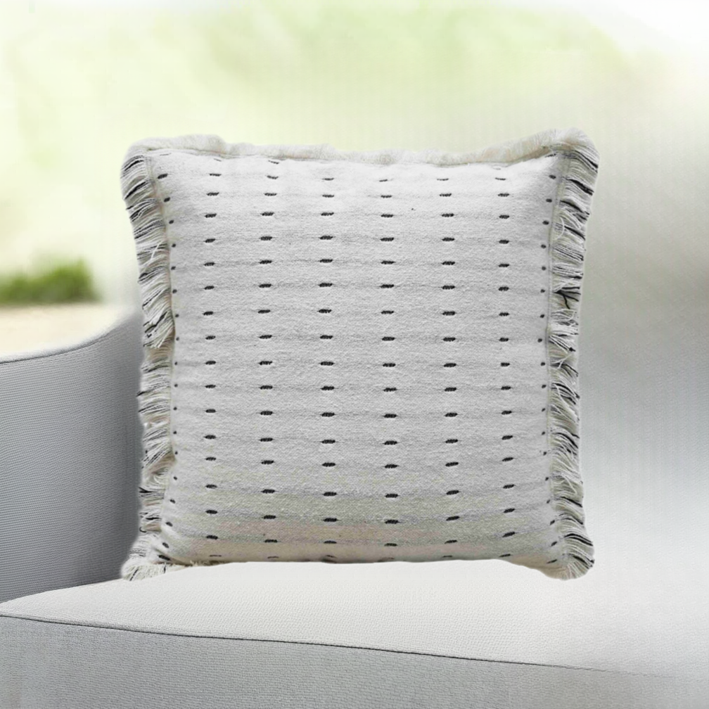Layered Handwoven Super Soft Decorative Pillow, 20" x 20" Vibhsa