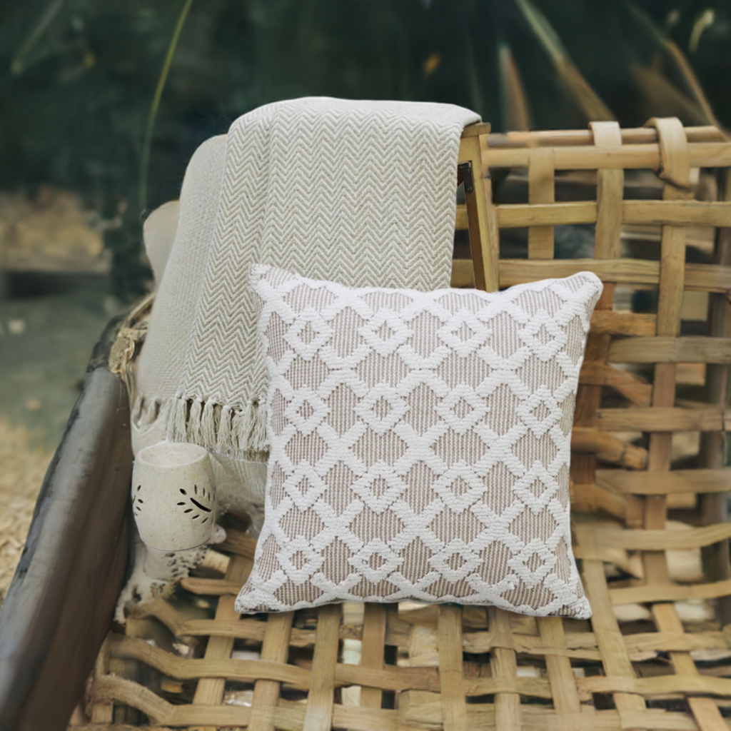 Decorative Beige Accent Throw Pillow  20"x20" Vibhsa