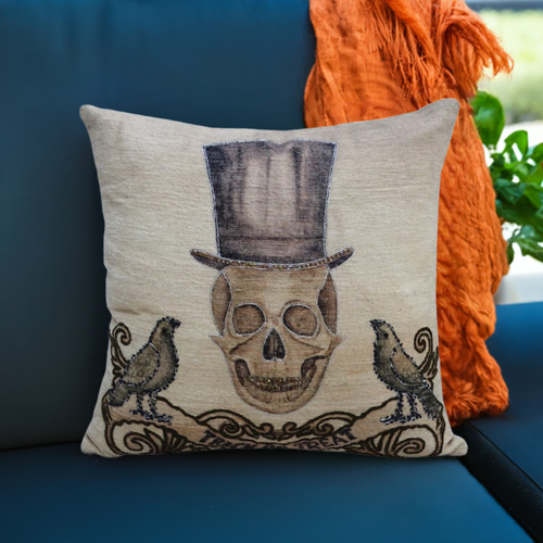20" x 20" Halloween Embroidred Throw Pillow Vibhsa