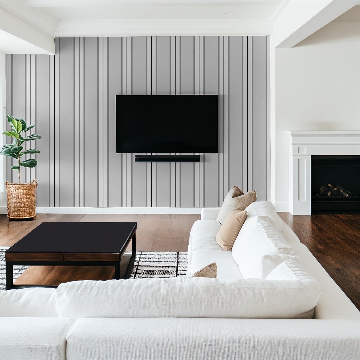 Montclair Stripes (Gray) Wallpaper WALL BLUSH