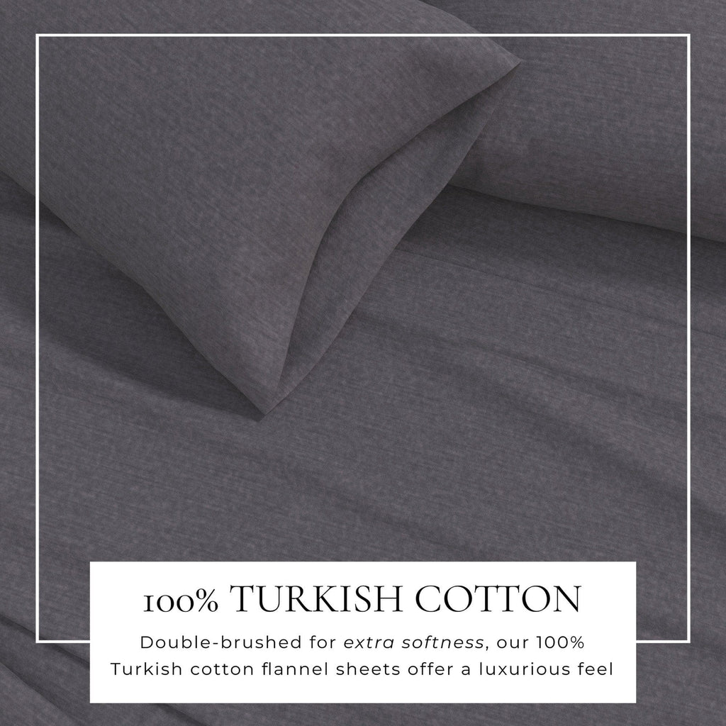 Heathered Solid Cotton Blend Flannel Sheet Set - Anders Collection Great Bay Home