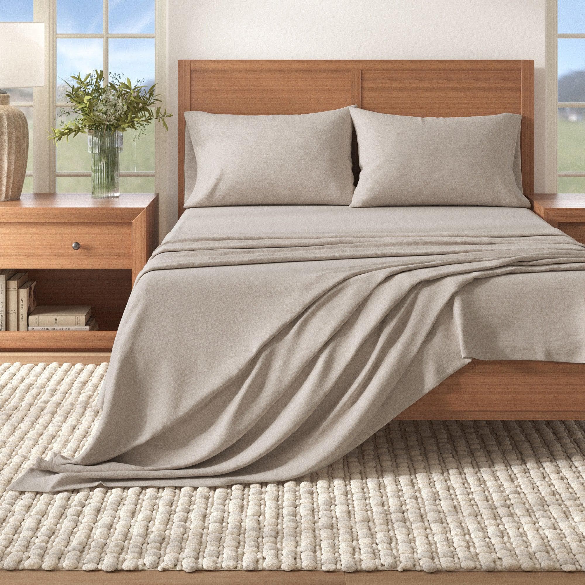 Heathered Solid Cotton Blend Flannel Sheet Set - Anders Collection Great Bay Home