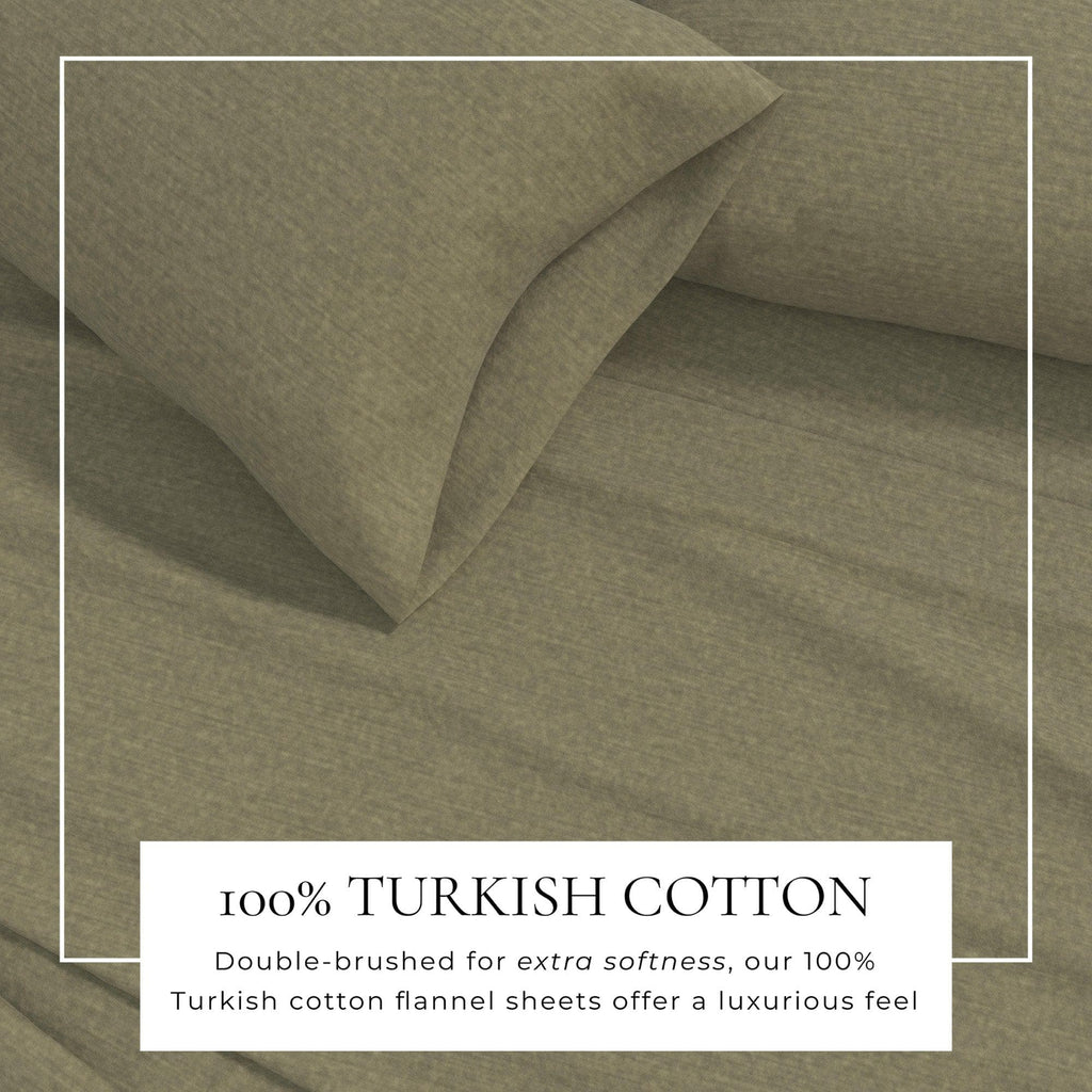 Heathered Solid Cotton Blend Flannel Sheet Set - Anders Collection Great Bay Home
