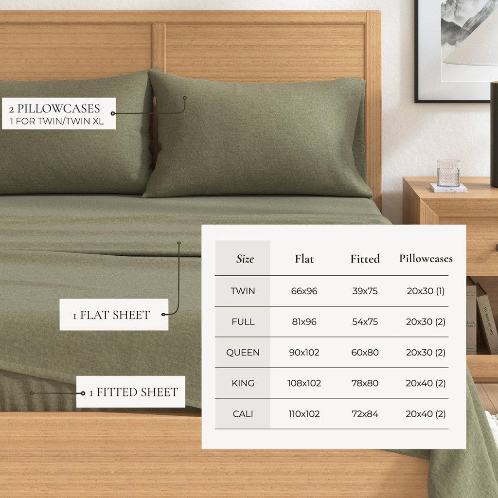 Heathered Solid Cotton Blend Flannel Sheet Set - Anders Collection Great Bay Home