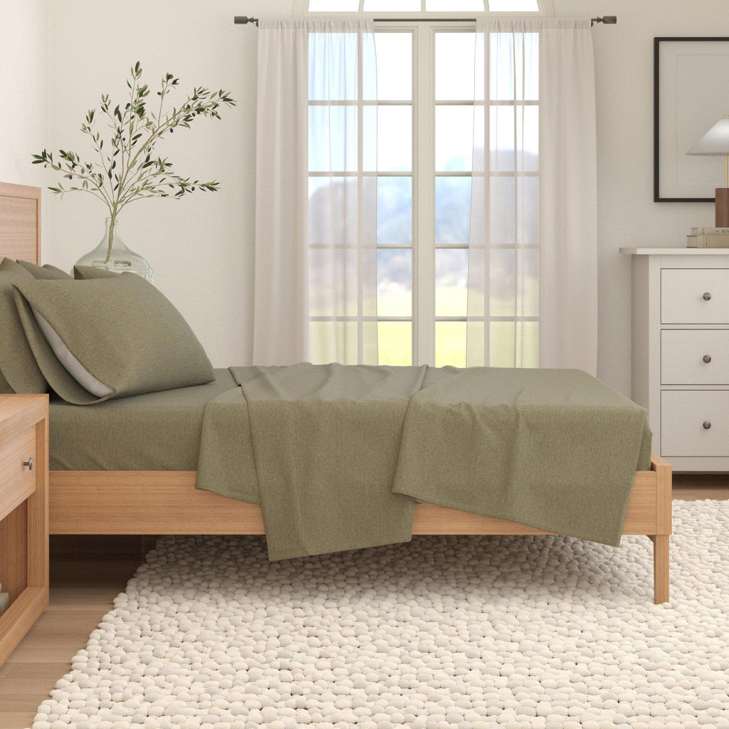 Heathered Solid Cotton Blend Flannel Sheet Set - Anders Collection Great Bay Home