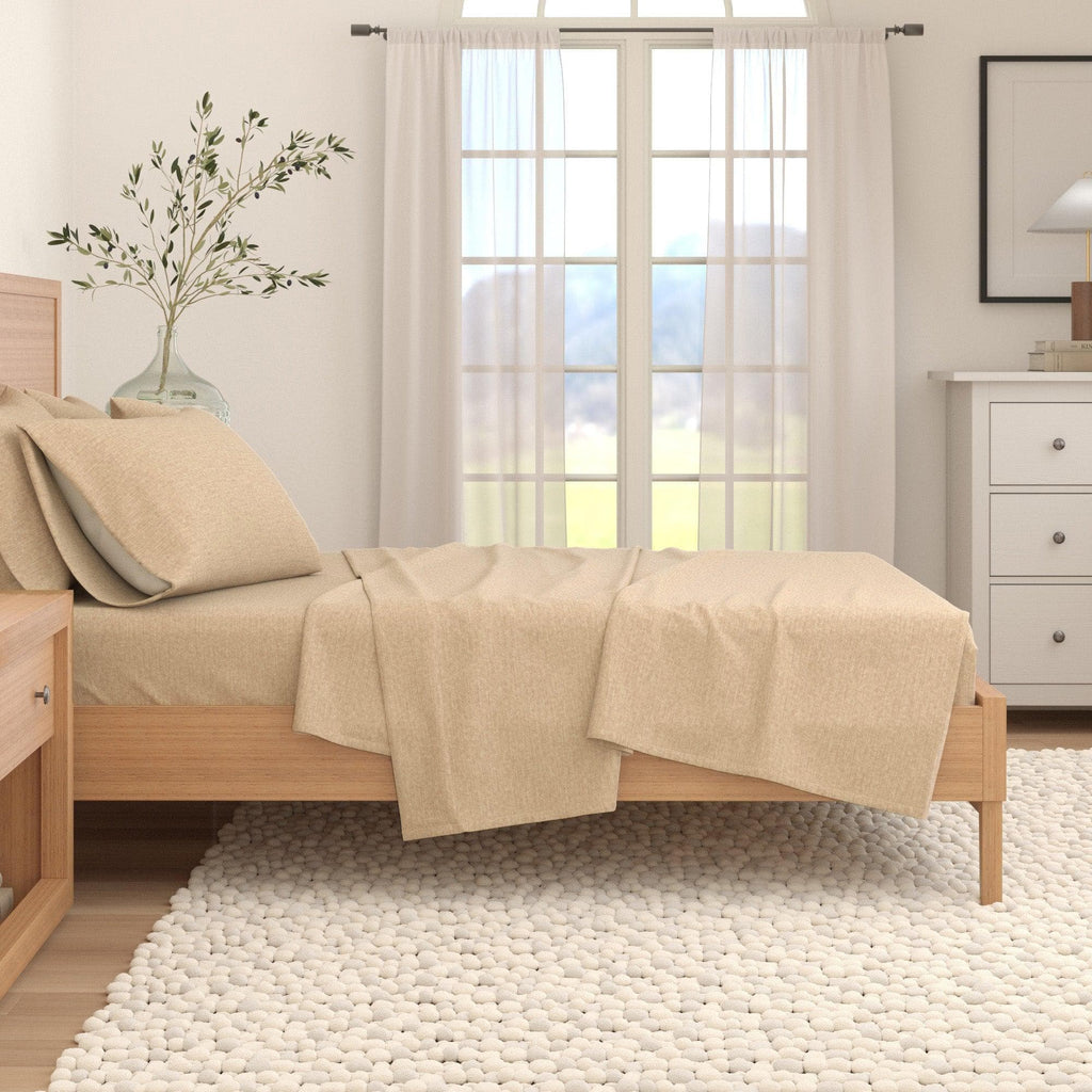 Heathered Solid Cotton Blend Flannel Sheet Set - Anders Collection Great Bay Home
