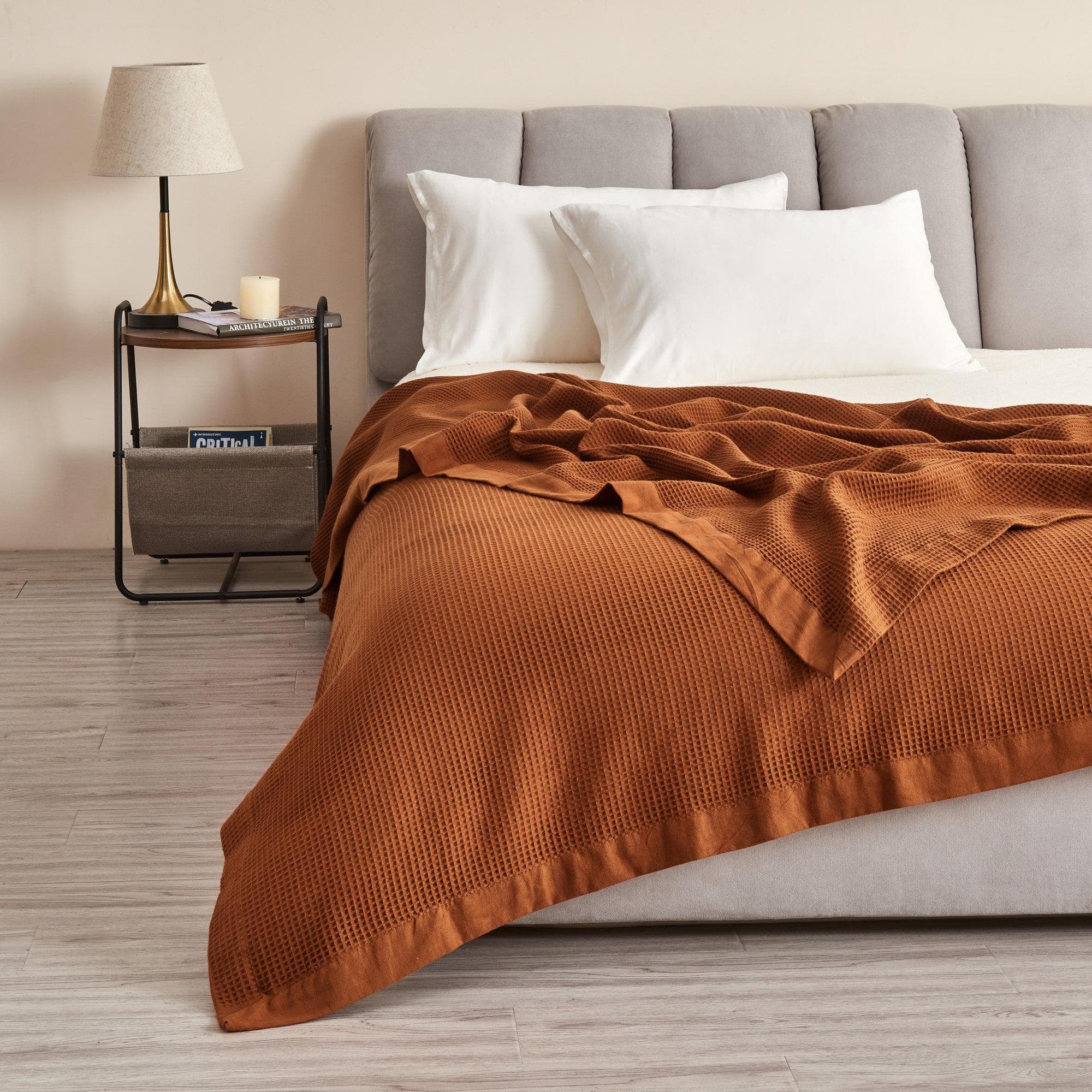 100% Cotton Small Waffle Weave Blanket - Hazel Collection Great Bay Home