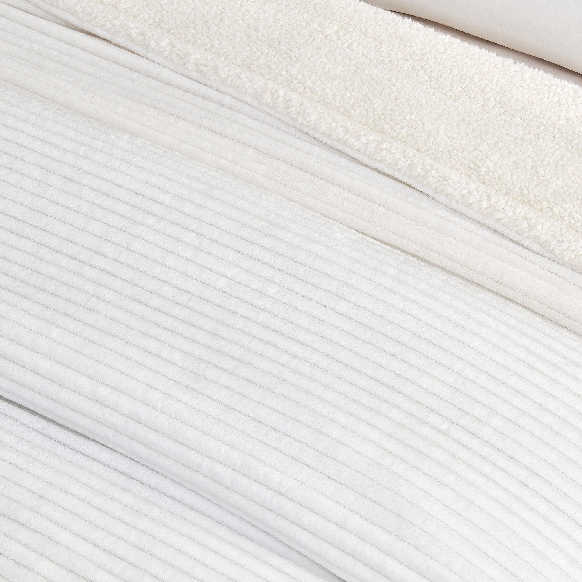 Ribbed Sherpa Throw Blanket - Corduroy Collection Great Bay Home