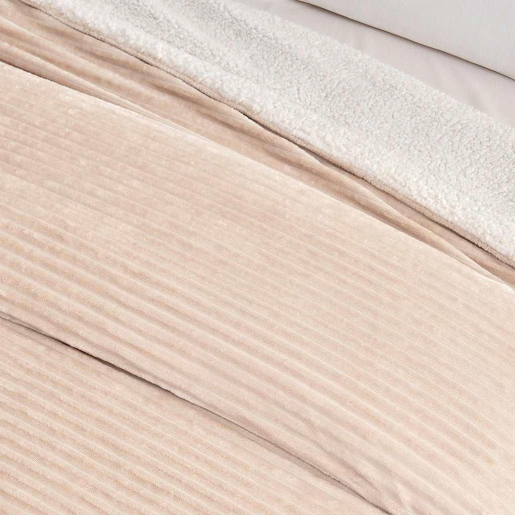 Ribbed Sherpa Throw Blanket - Corduroy Collection Great Bay Home