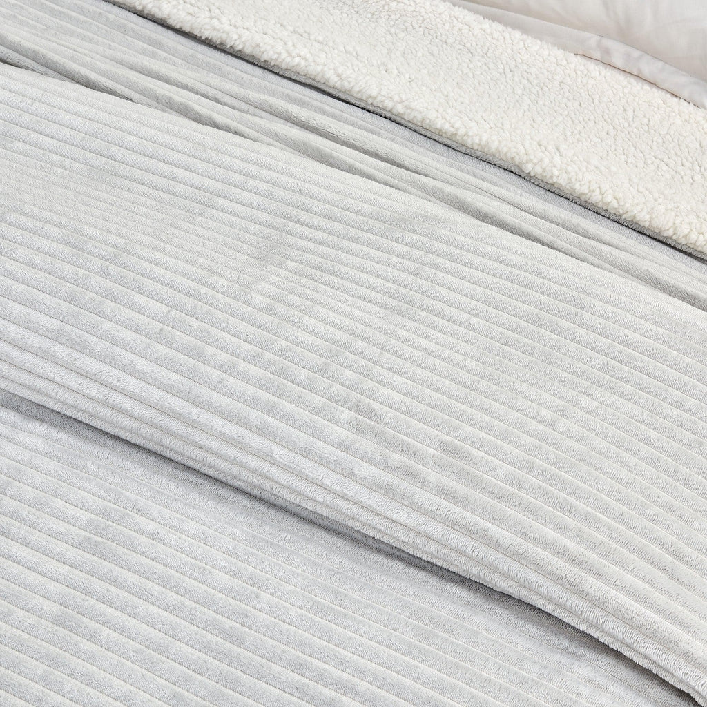 Ribbed Sherpa Throw Blanket - Corduroy Collection Great Bay Home
