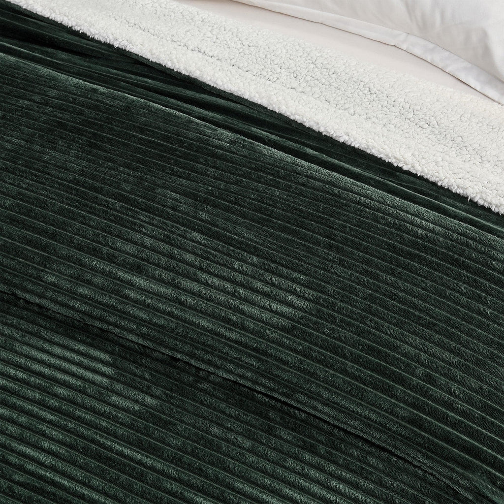 Ribbed Sherpa Throw Blanket - Corduroy Collection Great Bay Home