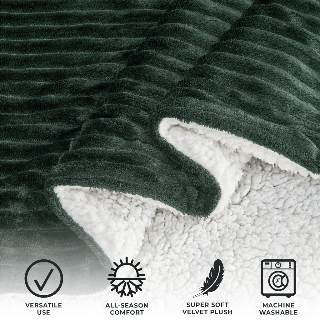 Ribbed Sherpa Throw Blanket - Corduroy Collection Great Bay Home