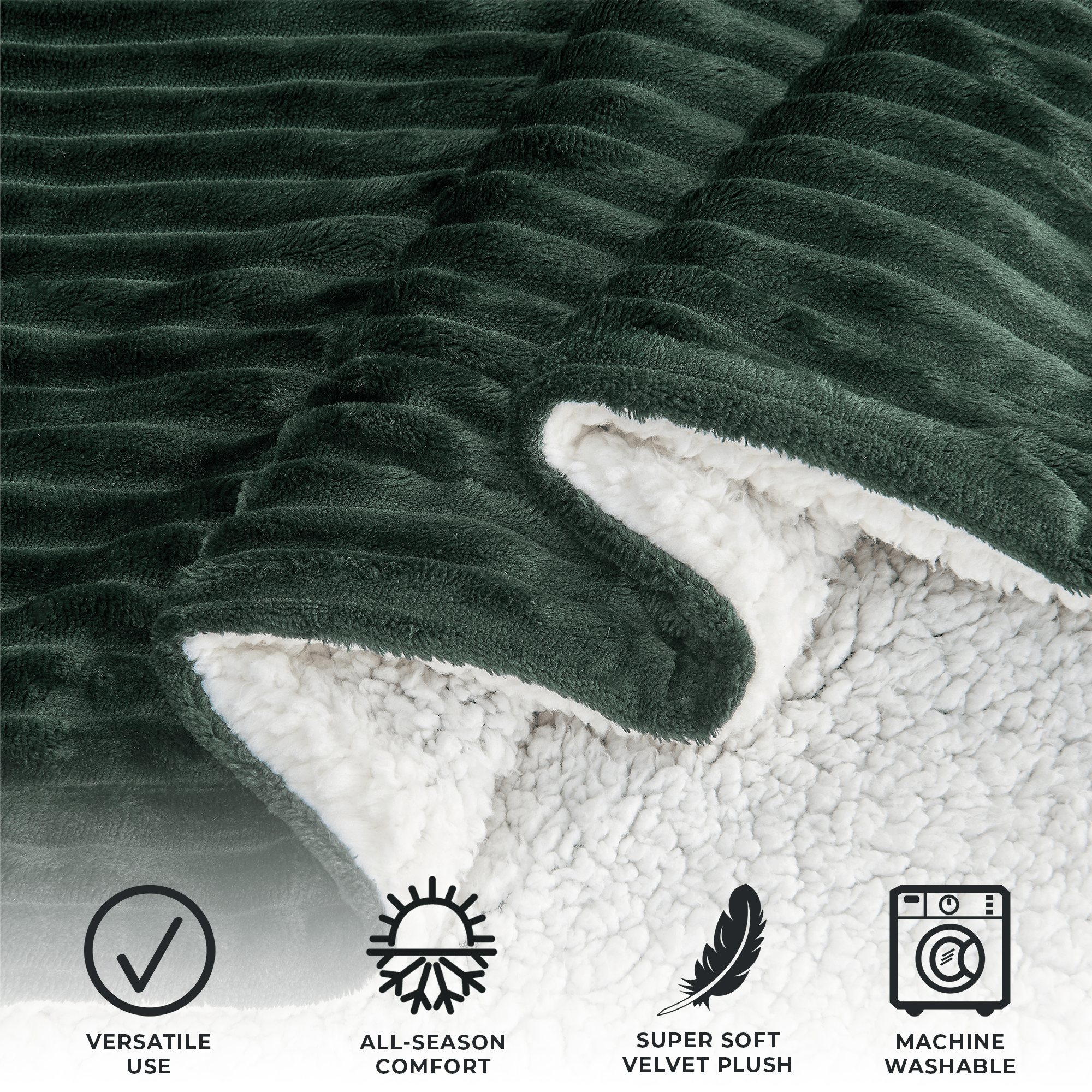 Ribbed Sherpa Throw Blanket - Corduroy Collection Great Bay Home