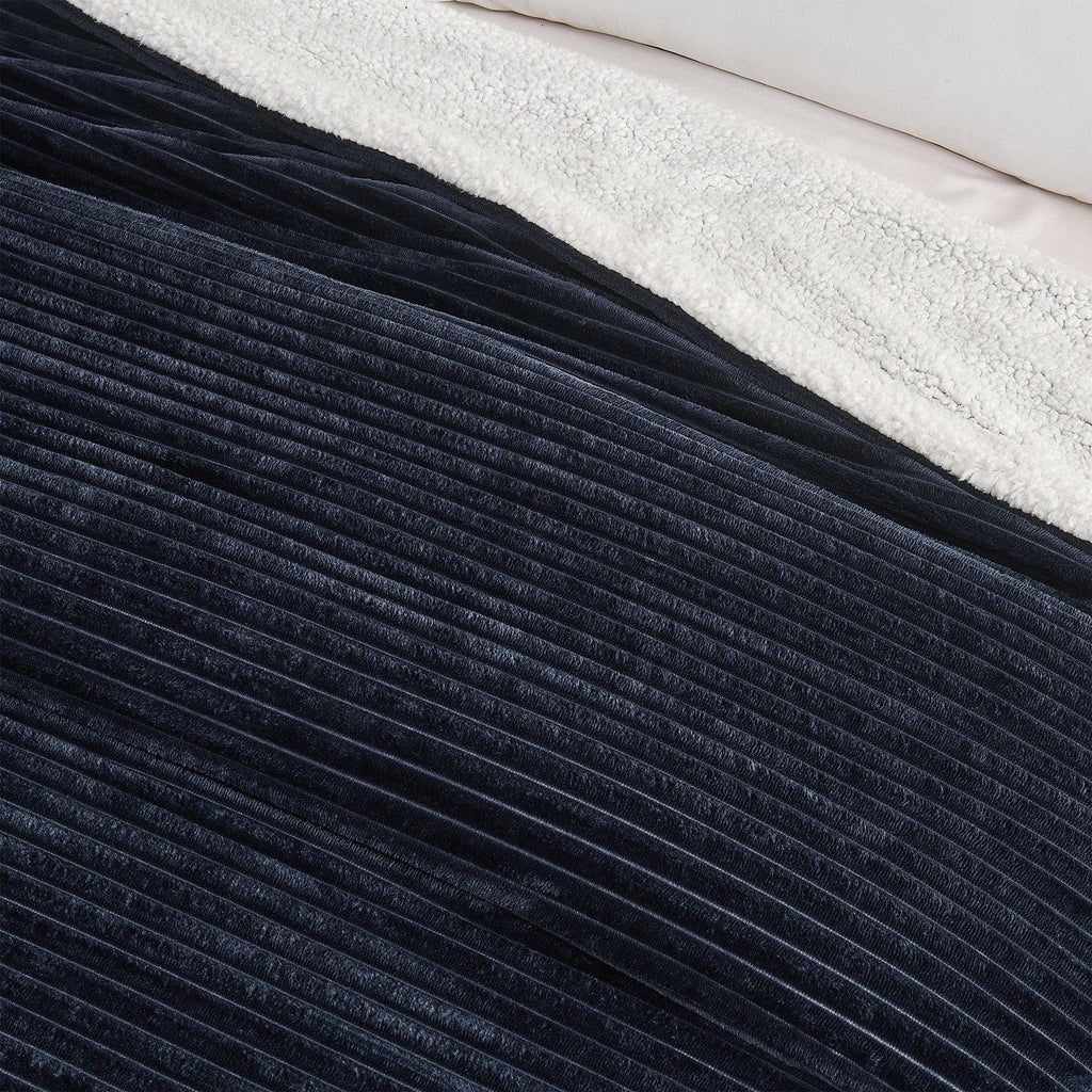 Ribbed Sherpa Throw Blanket - Corduroy Collection Great Bay Home