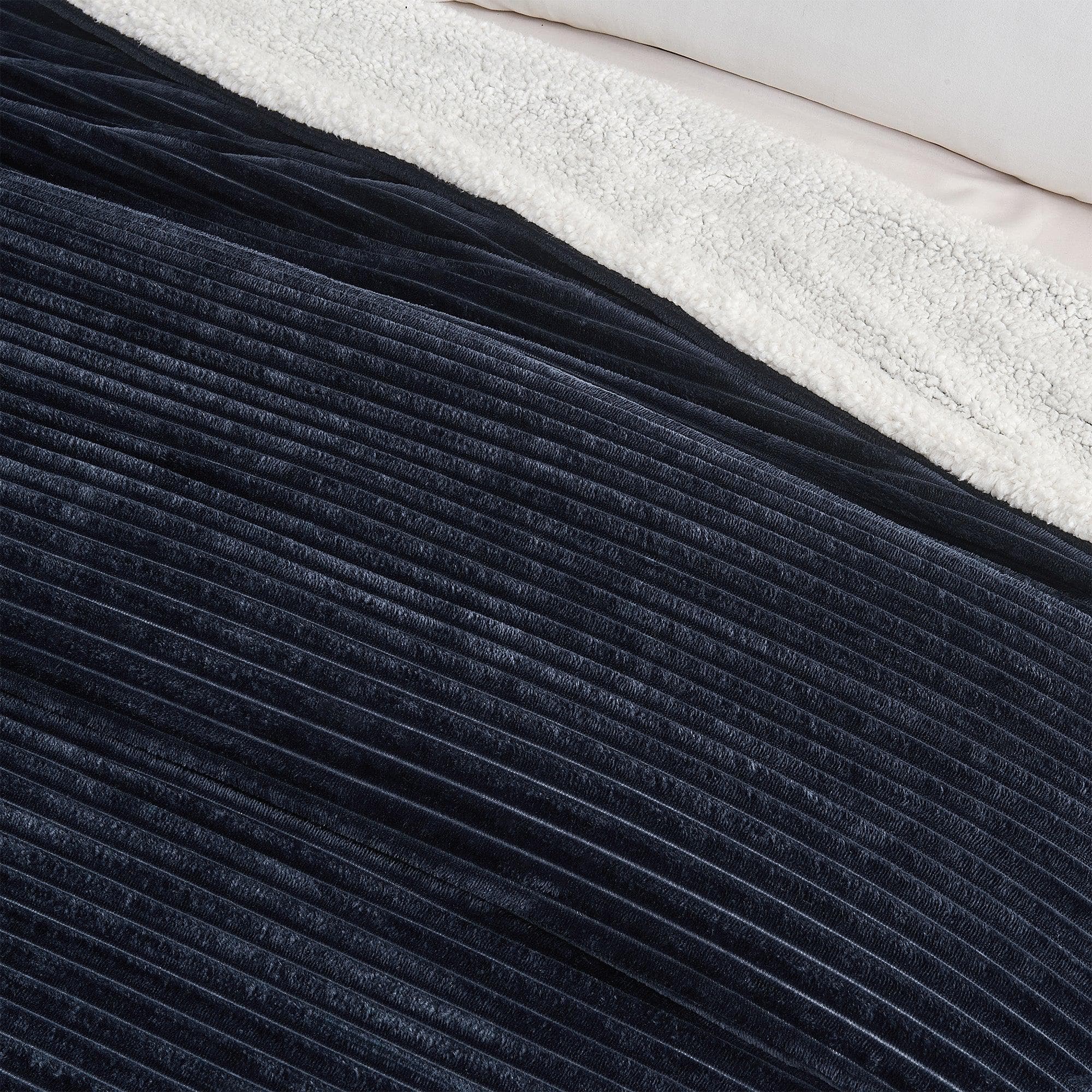 Ribbed Sherpa Throw Blanket - Corduroy Collection Great Bay Home