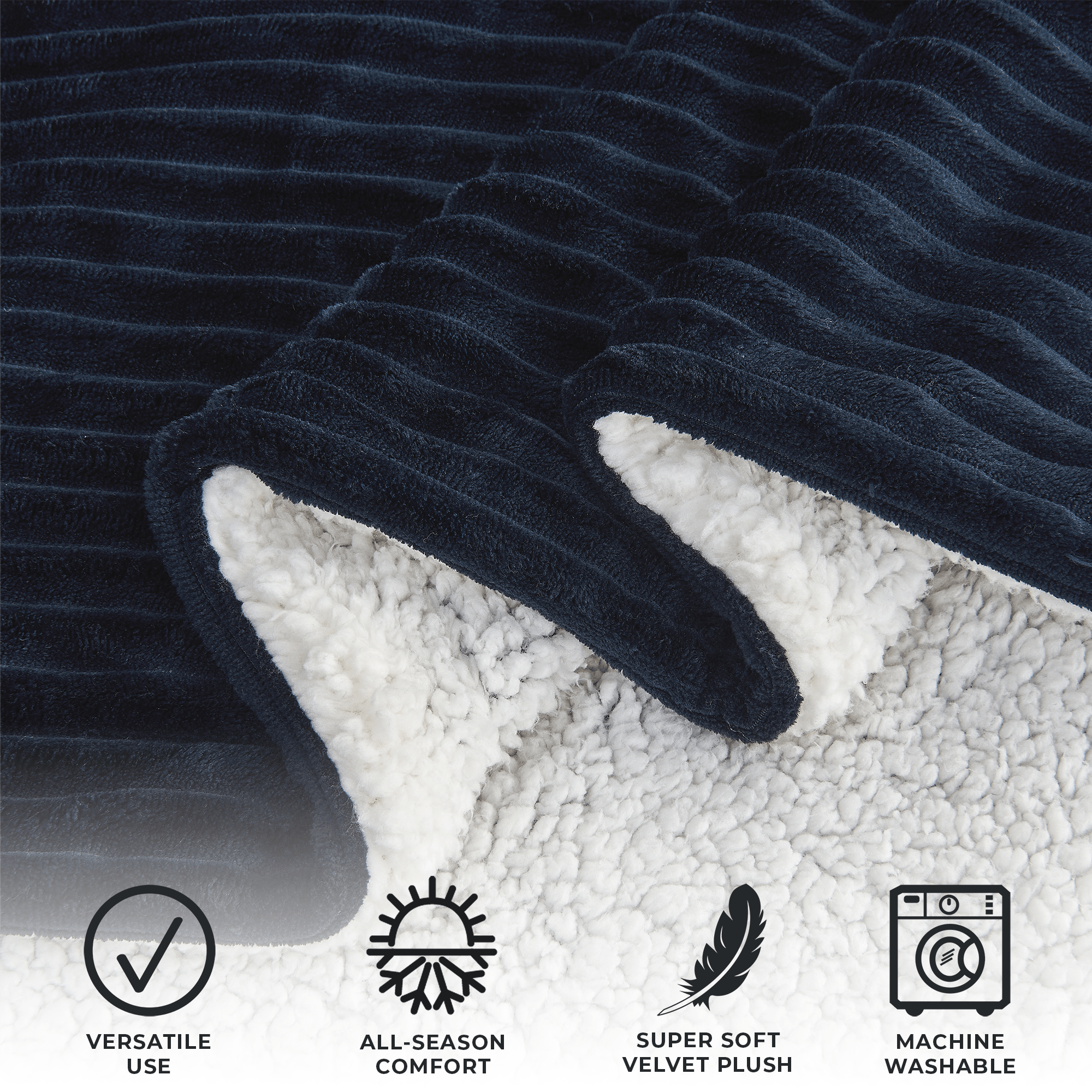 Ribbed Sherpa Throw Blanket - Corduroy Collection Great Bay Home