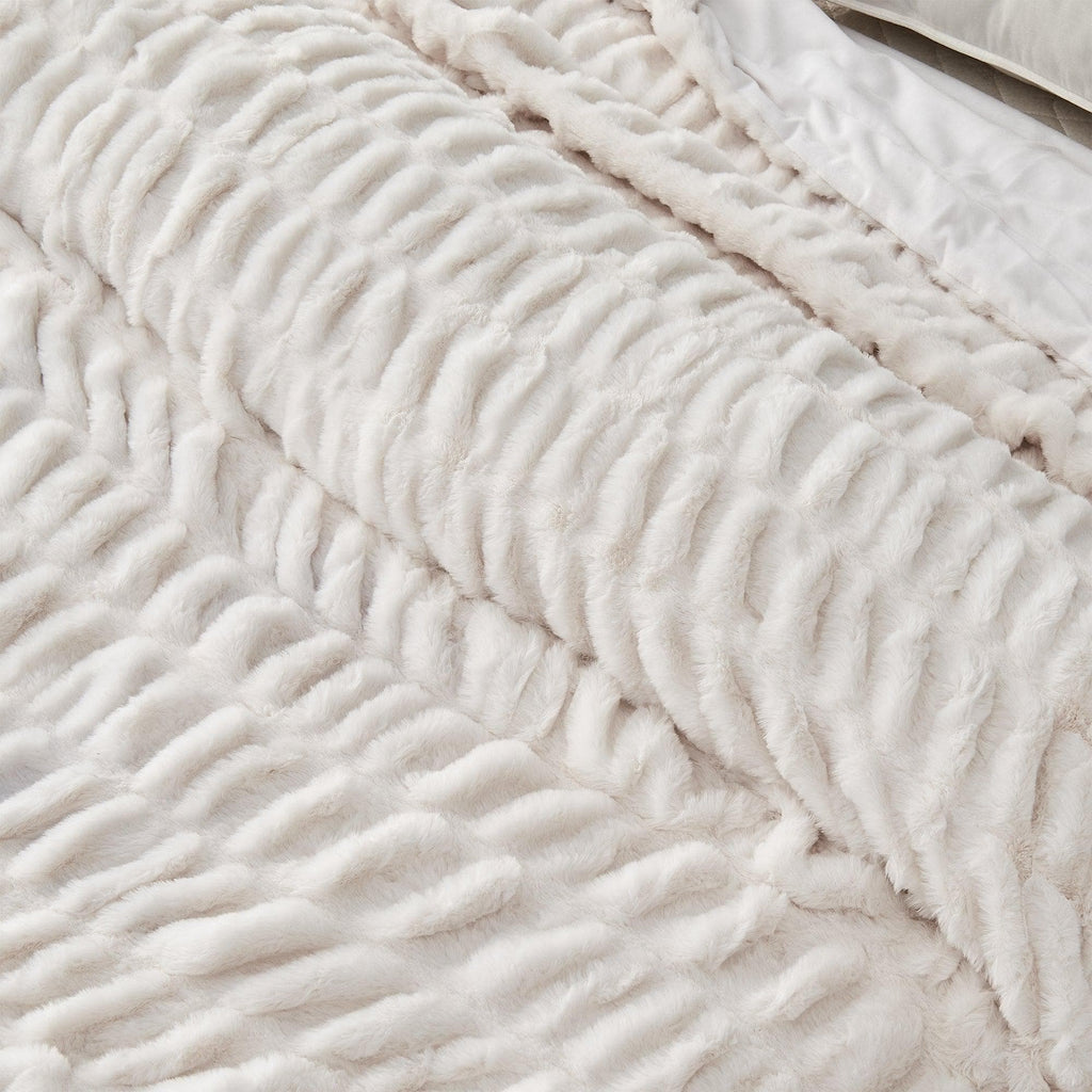 Ruched Faux Fur Throw Blanket - Alondra Collection Great Bay Home