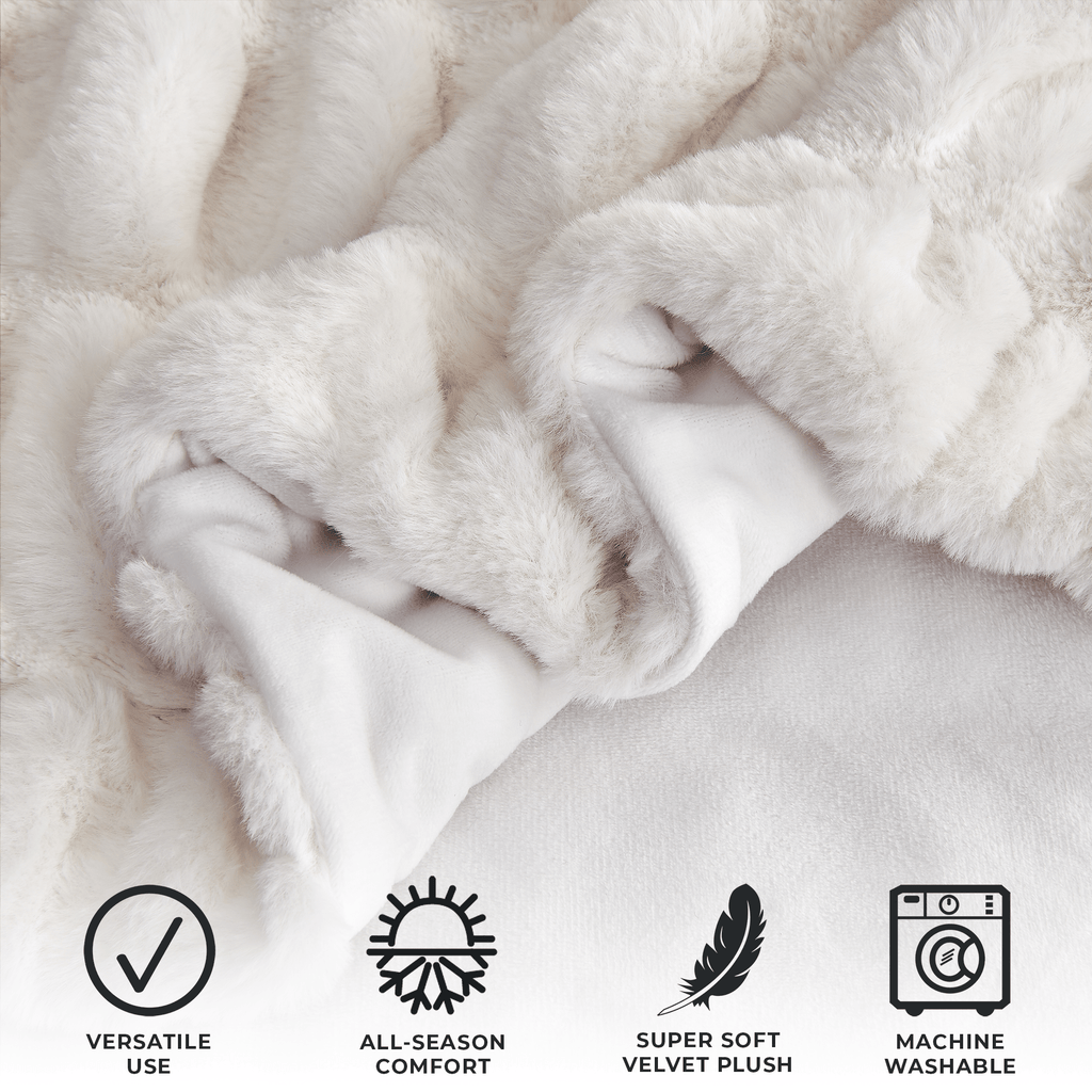 Ruched Faux Fur Throw Blanket - Alondra Collection Great Bay Home
