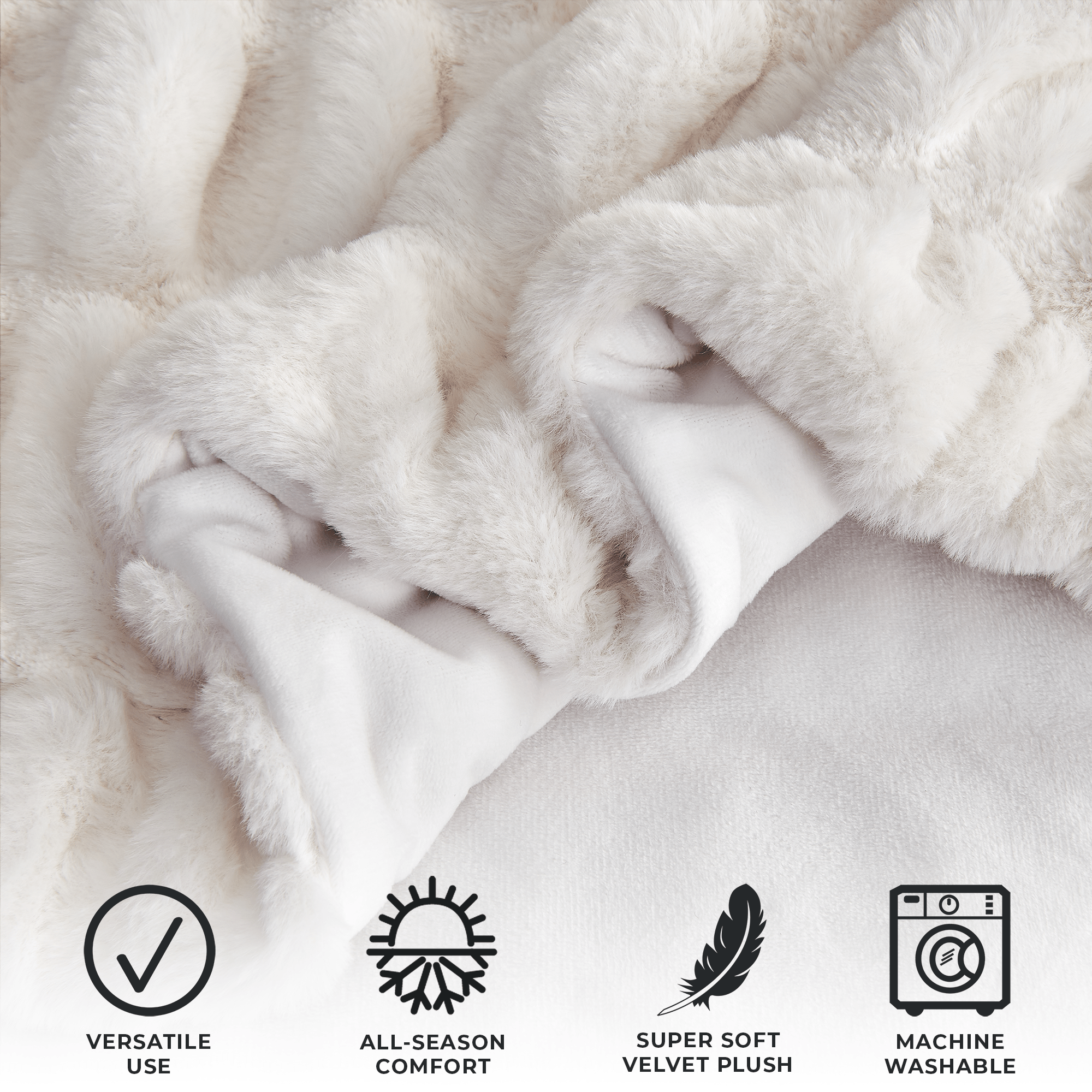 Ruched Faux Fur Throw Blanket - Alondra Collection Great Bay Home