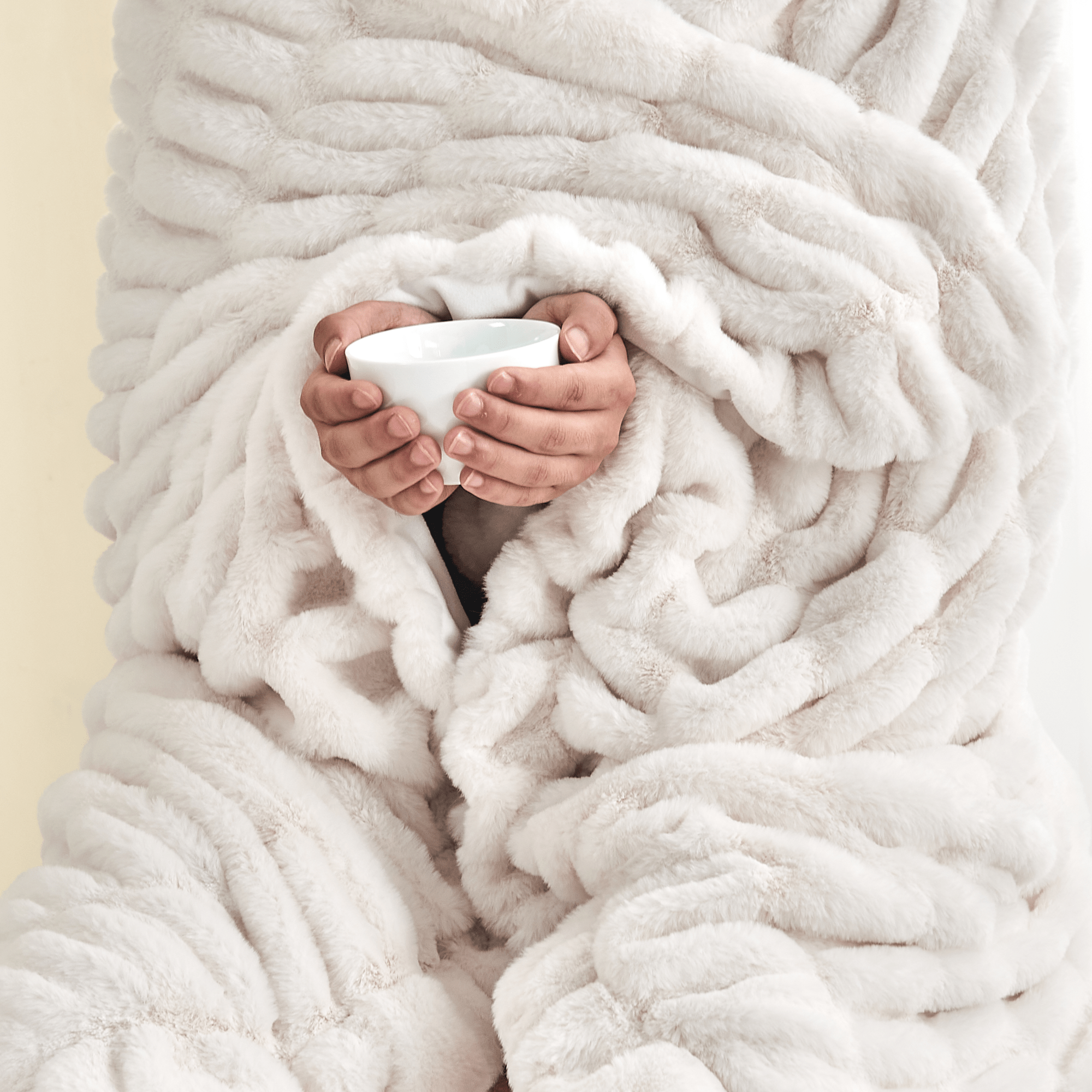 Ruched Faux Fur Throw Blanket - Alondra Collection Great Bay Home