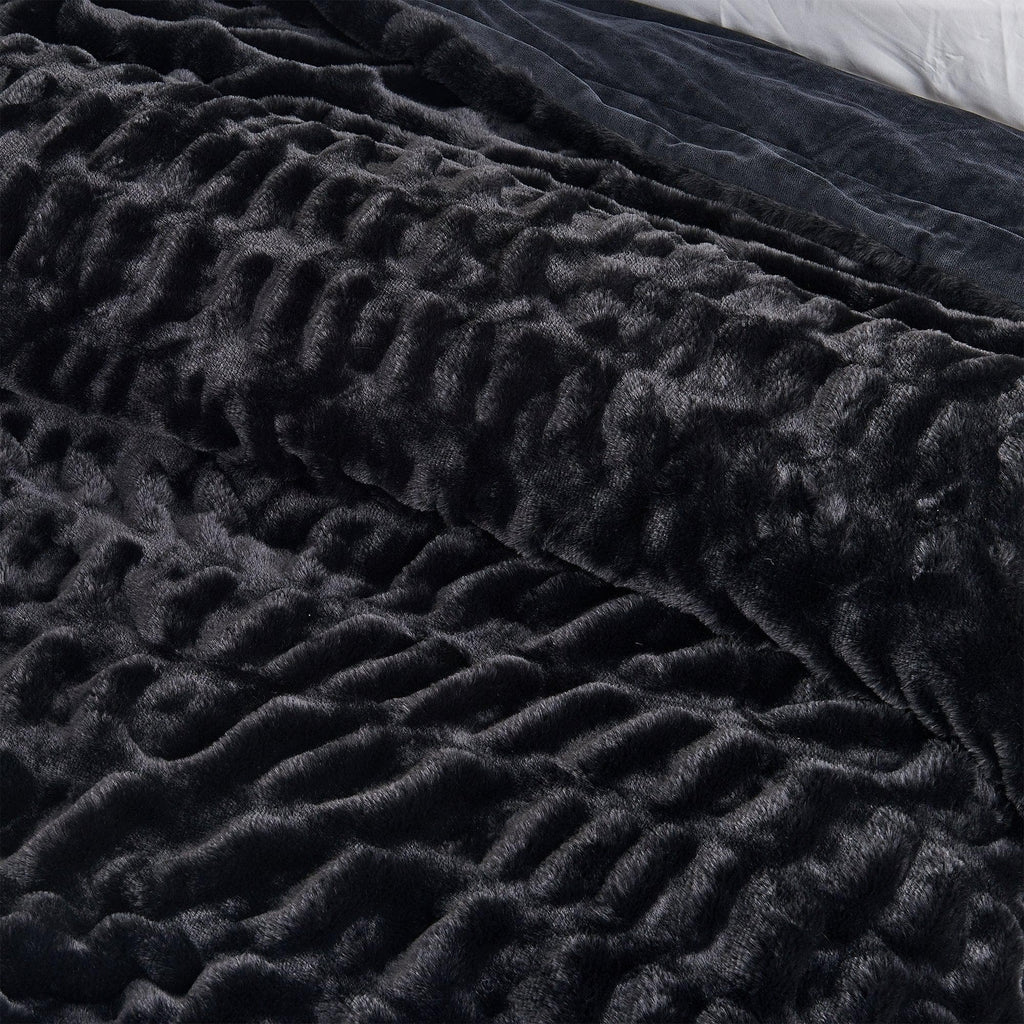 Ruched Faux Fur Throw Blanket - Alondra Collection Great Bay Home