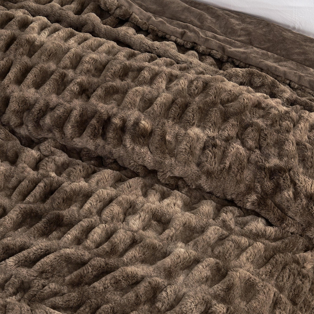 Ruched Faux Fur Throw Blanket - Alondra Collection Great Bay Home