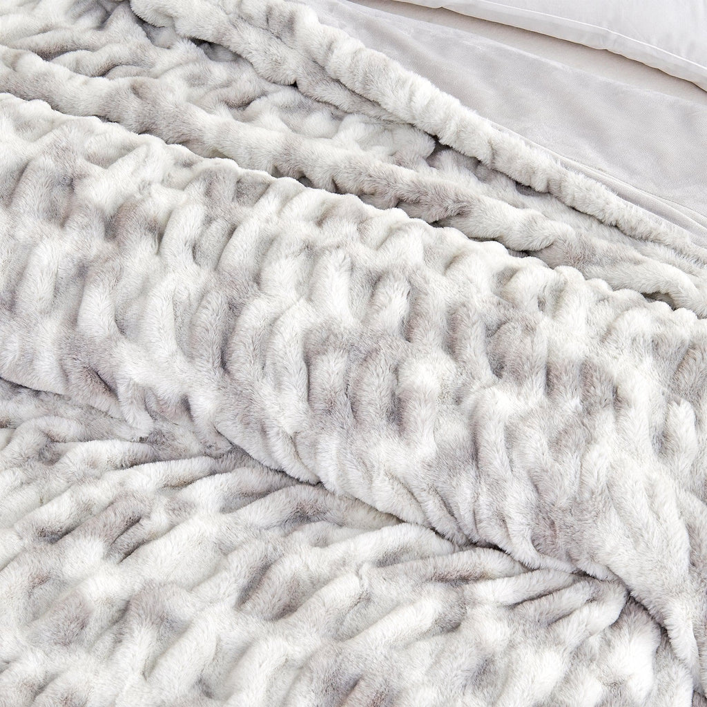 Ruched Faux Fur Throw Blanket - Alondra Collection Great Bay Home