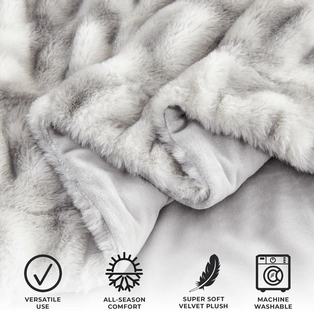 Ruched Faux Fur Throw Blanket - Alondra Collection Great Bay Home