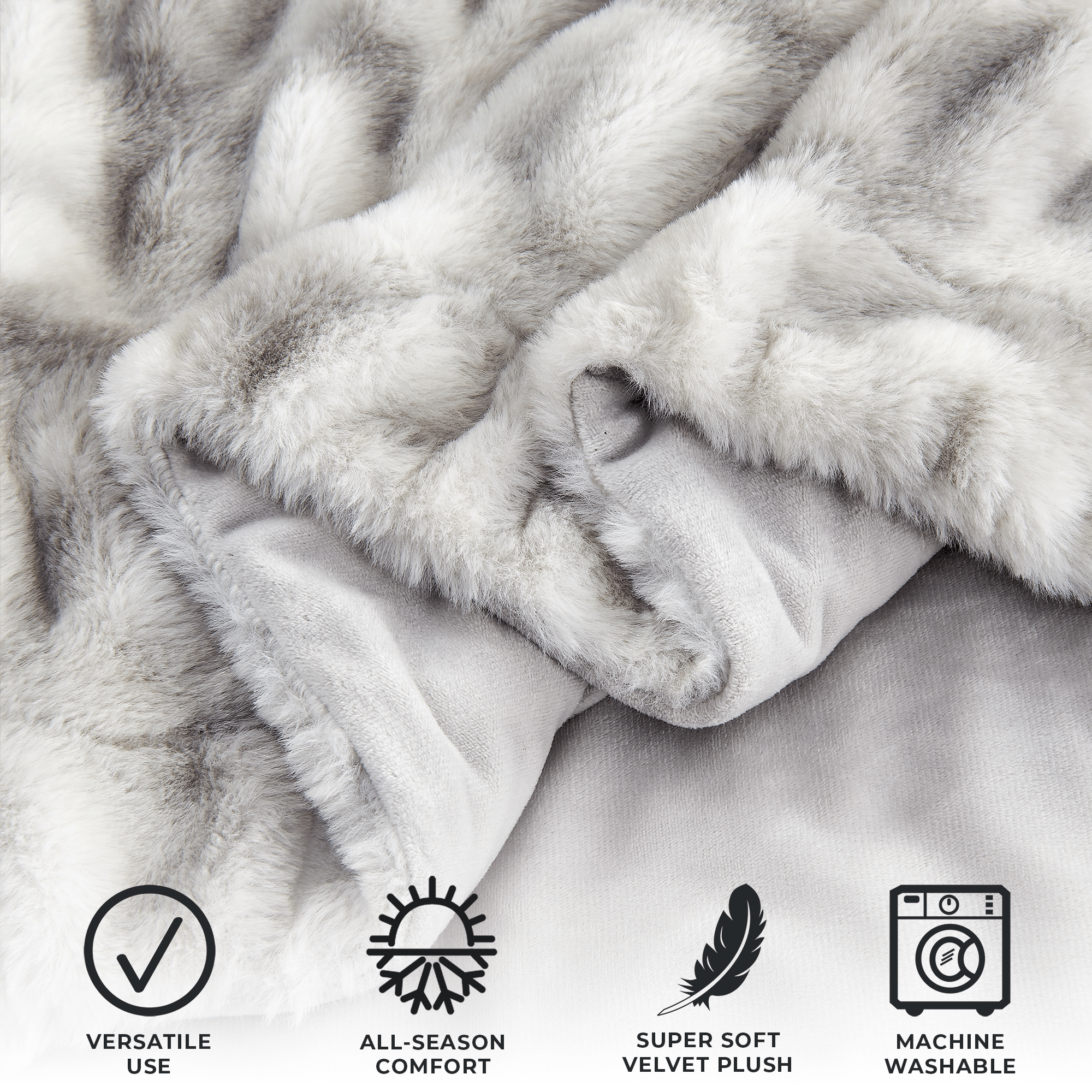 Ruched Faux Fur Throw Blanket - Alondra Collection Great Bay Home