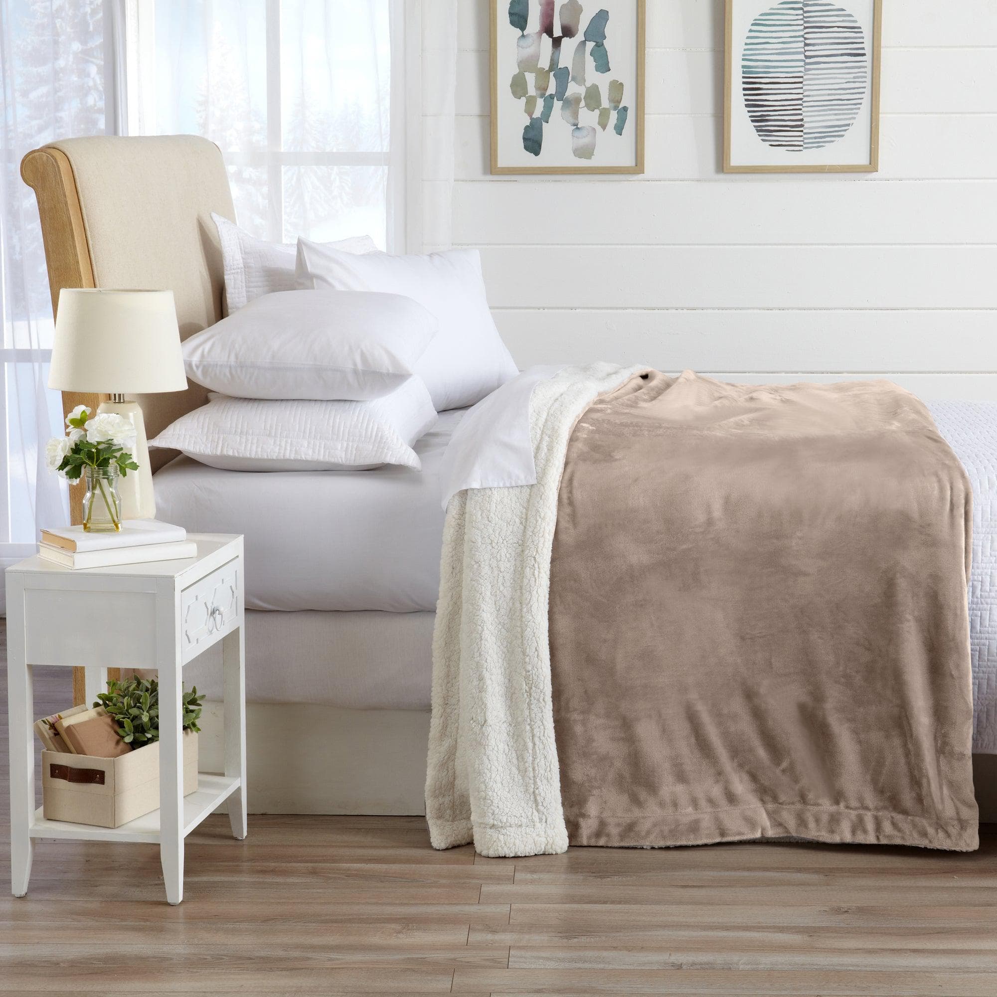 Velvet Plush Sherpa Luxury Bed Blanket - Kinsley Collection Great Bay Home
