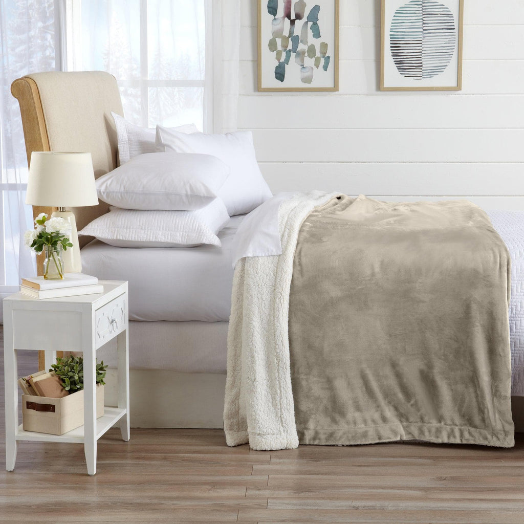 Velvet Plush Sherpa Luxury Bed Blanket - Kinsley Collection Great Bay Home